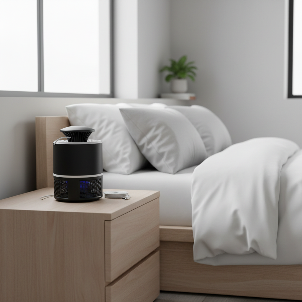 Black Lamp – Bedside Next to Bed
