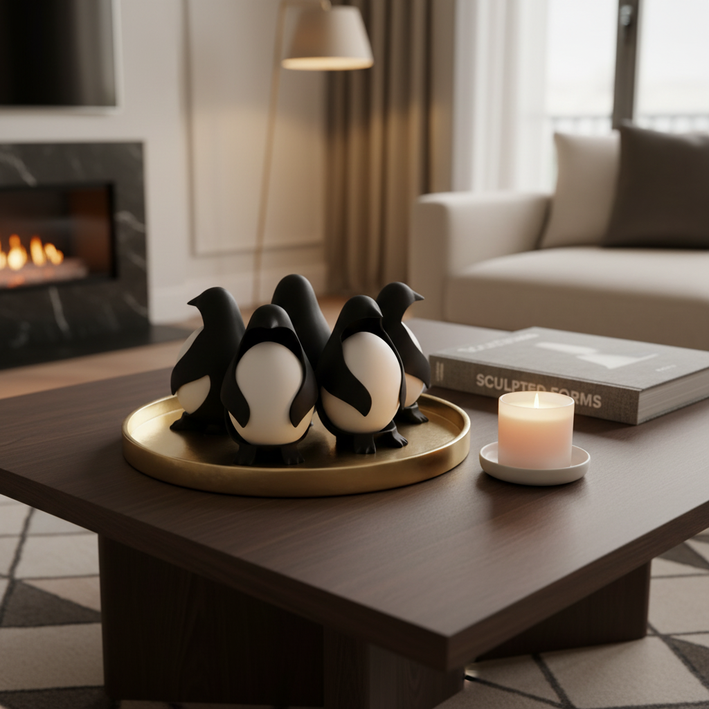 Penguin Figurines on Coffee Table