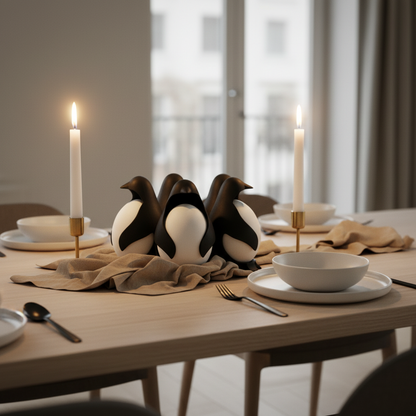 Penguin Figurines on Dining Table