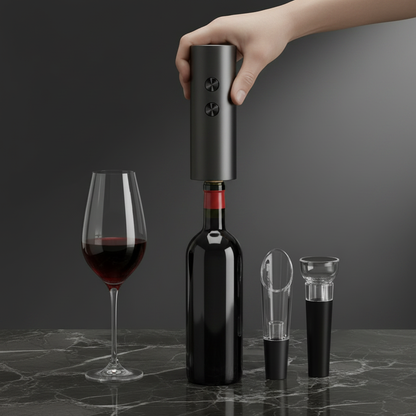Wine opener - bottom of device on bottle